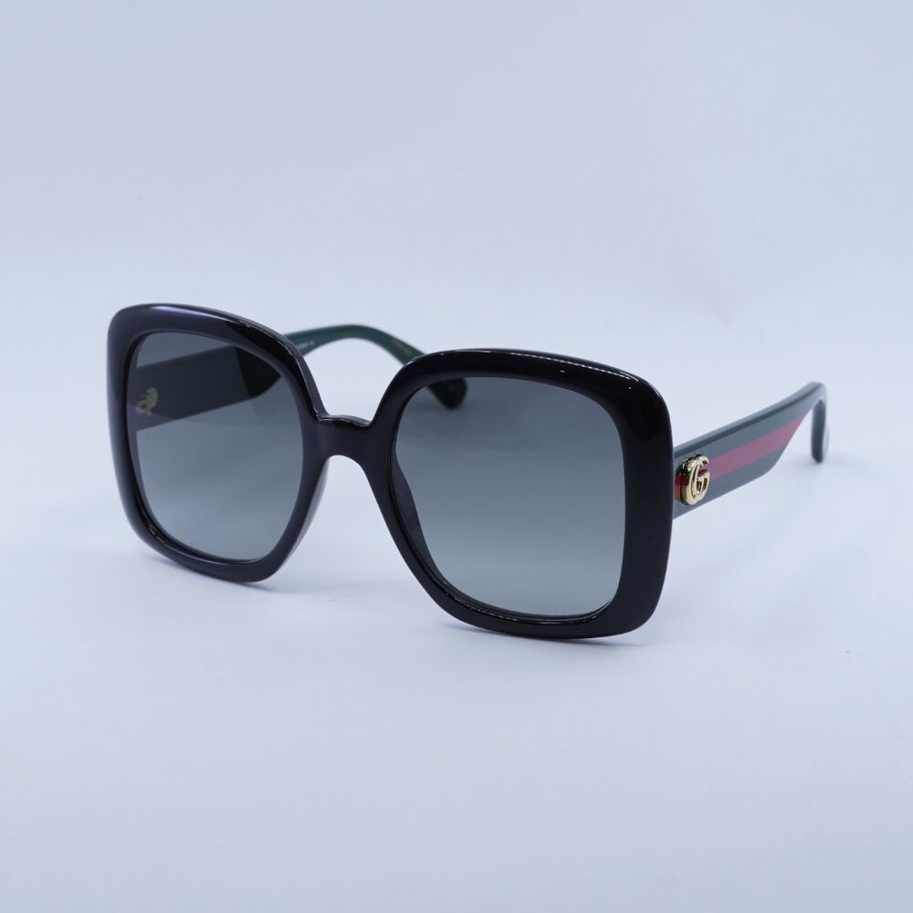 🕶️ New Gucci GG0713S 006 Sunglasses - Black/Green Frame, Grey Gradient Lenses